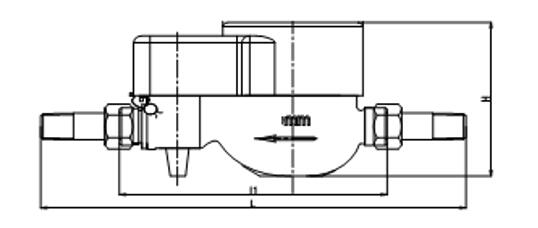 光電(diàn)直讀(dú)遠傳(chuán)閥控水表外形尺寸圖